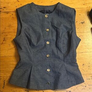 Zara Navy Button-Up Sleeveless Top